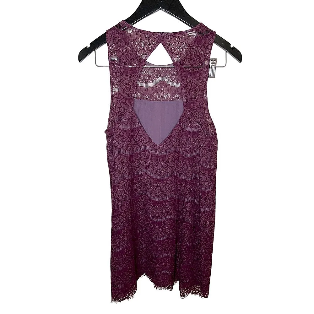Kimchi Blue Lace Shift Urban Outfitters Dress Medium Burgundy Vintage Style‎ - Image 2
