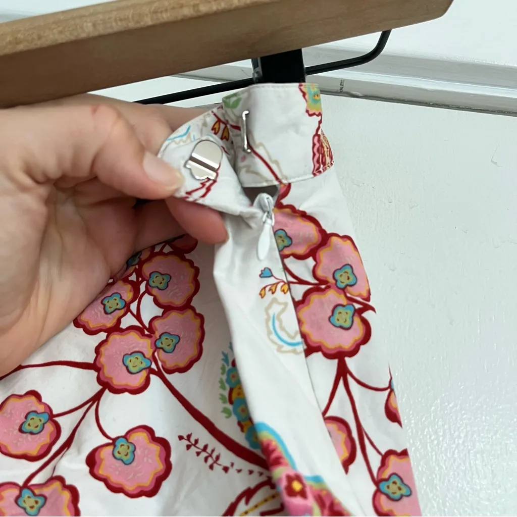 Y2K Tommy Hilfiger white colorful paisley floral mini skirt ruffle size 16 - Image 5