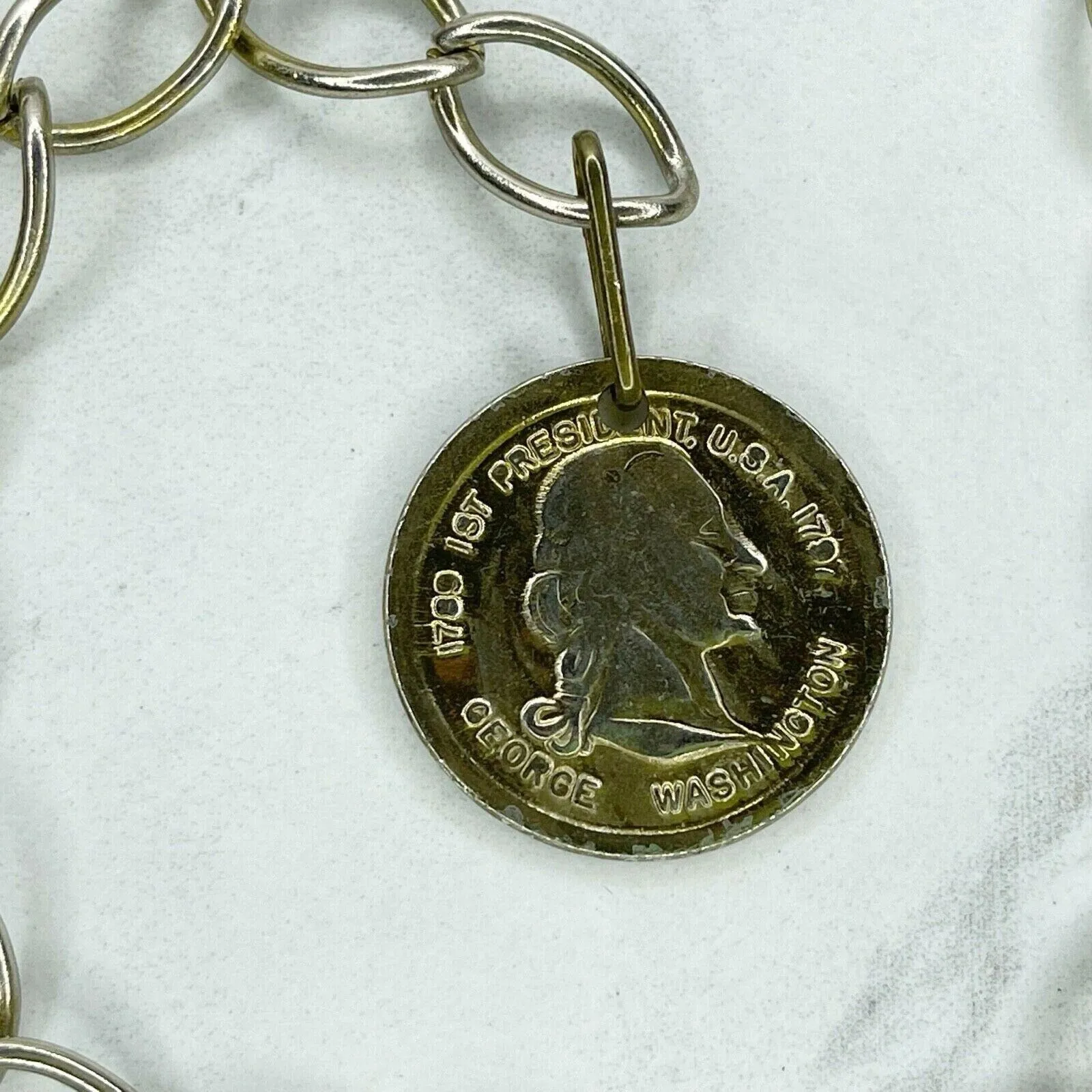 Gold Tone George Washington Coin Chain Link Belt Small (S) ✨ - Image 3