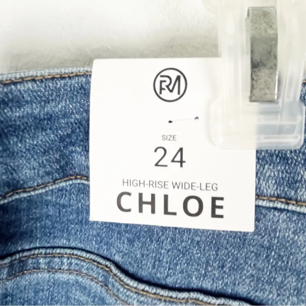 RFM Los Angeles Chloe High Rise Wide Leg Light Wash Jeans, Size 24 Blue - Image 5