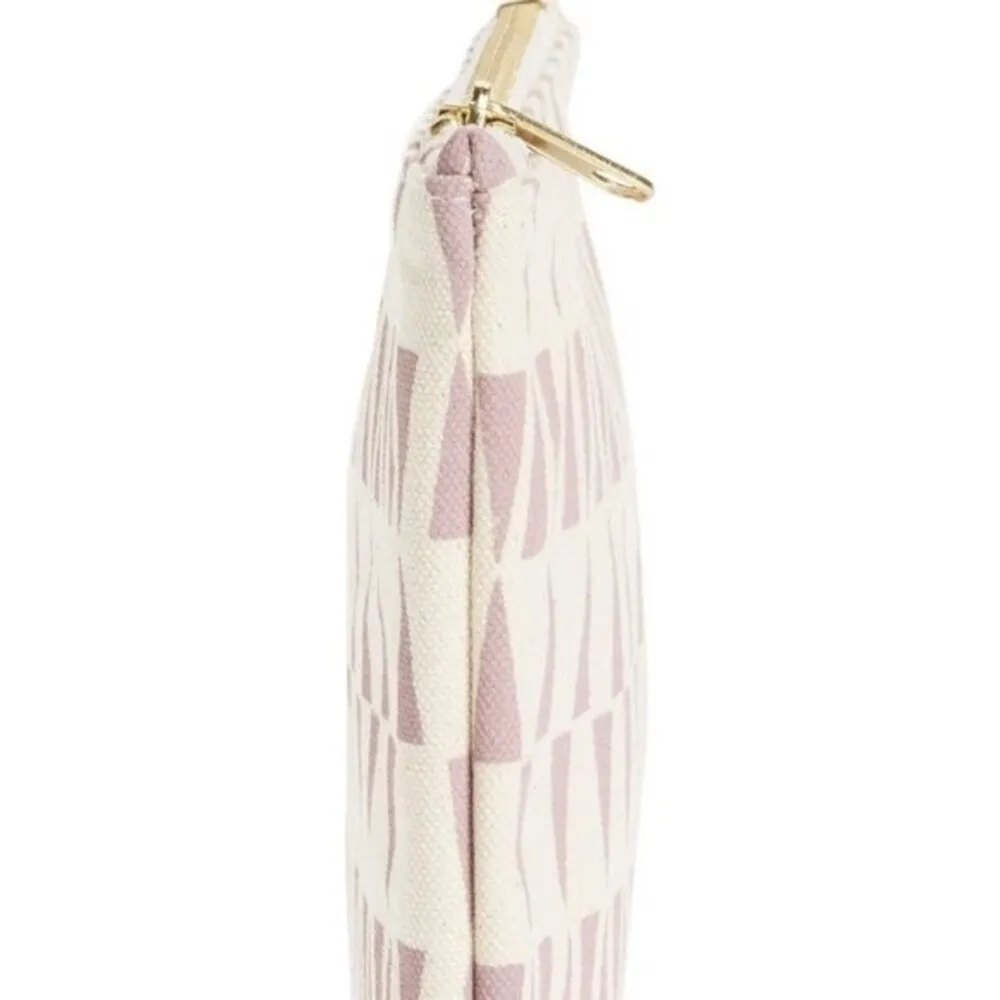 Dance Happy NWT Geometric Pattern Canvas Zipped Pouch Cosmetic Bag Light Mauve - Image 4