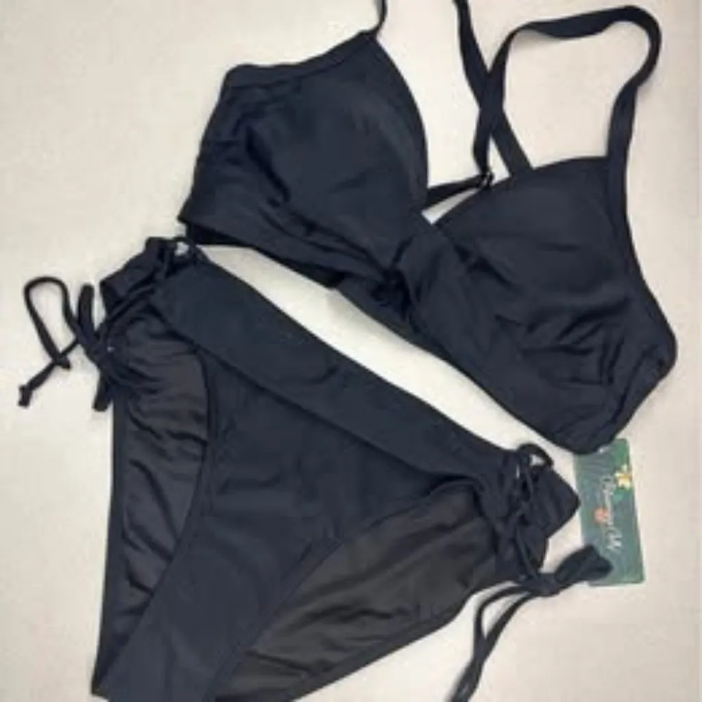 NWT Women's Bikini Set Cheeky Two Piece, Criss Cross Adjustable Straps Size LG - Image 1