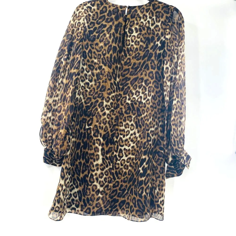 NEW Nili Lotan Rebeca Dress Brown Leopard Animal Print Silk $895 Sz 4 Chiffon - Image 6