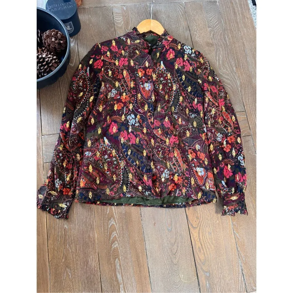 Raoul Paisley Button Down Blouse Size US 6 Pink - Image 7