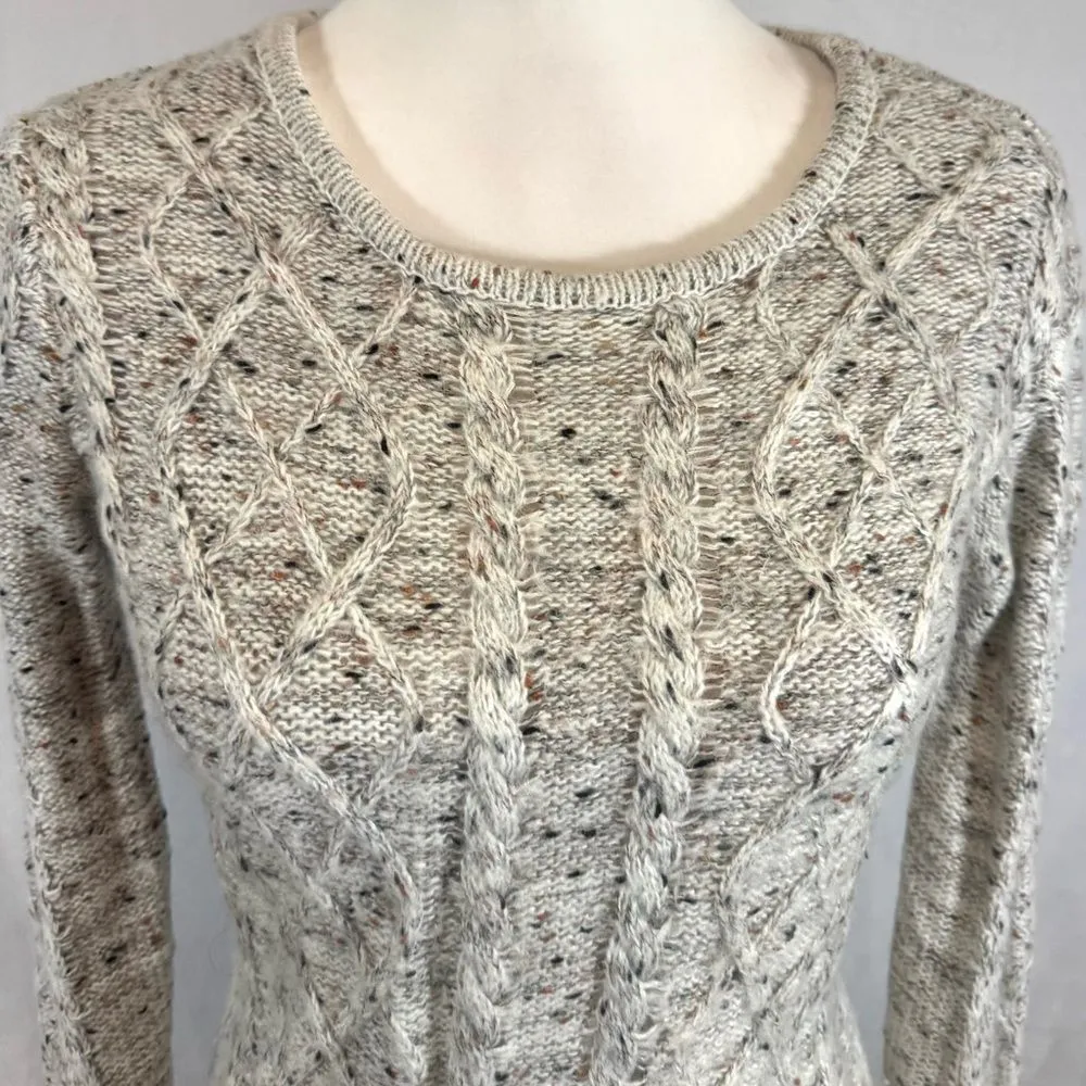 Max UK ivory speckled classic cable knit sweater size 6 White - Image 2