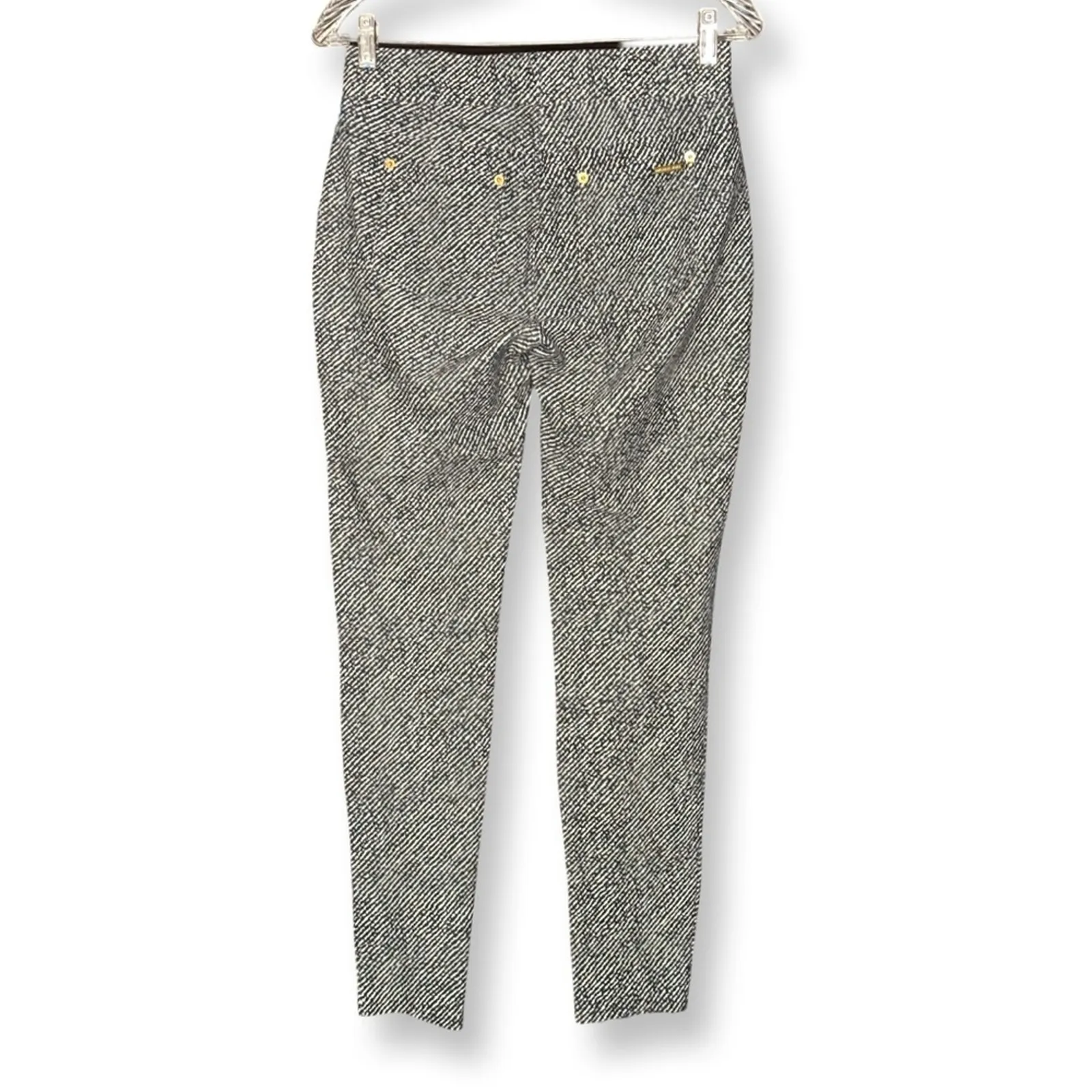 Michael Kors Black & White Slant Striped Pull On Leggings - Image 3