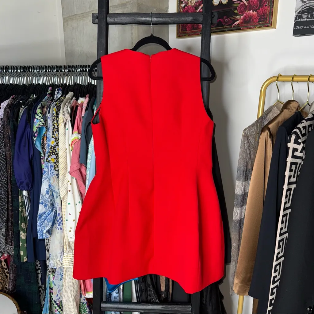 ZARA  Red Structured Sleeveless Mini Dress - Image 12