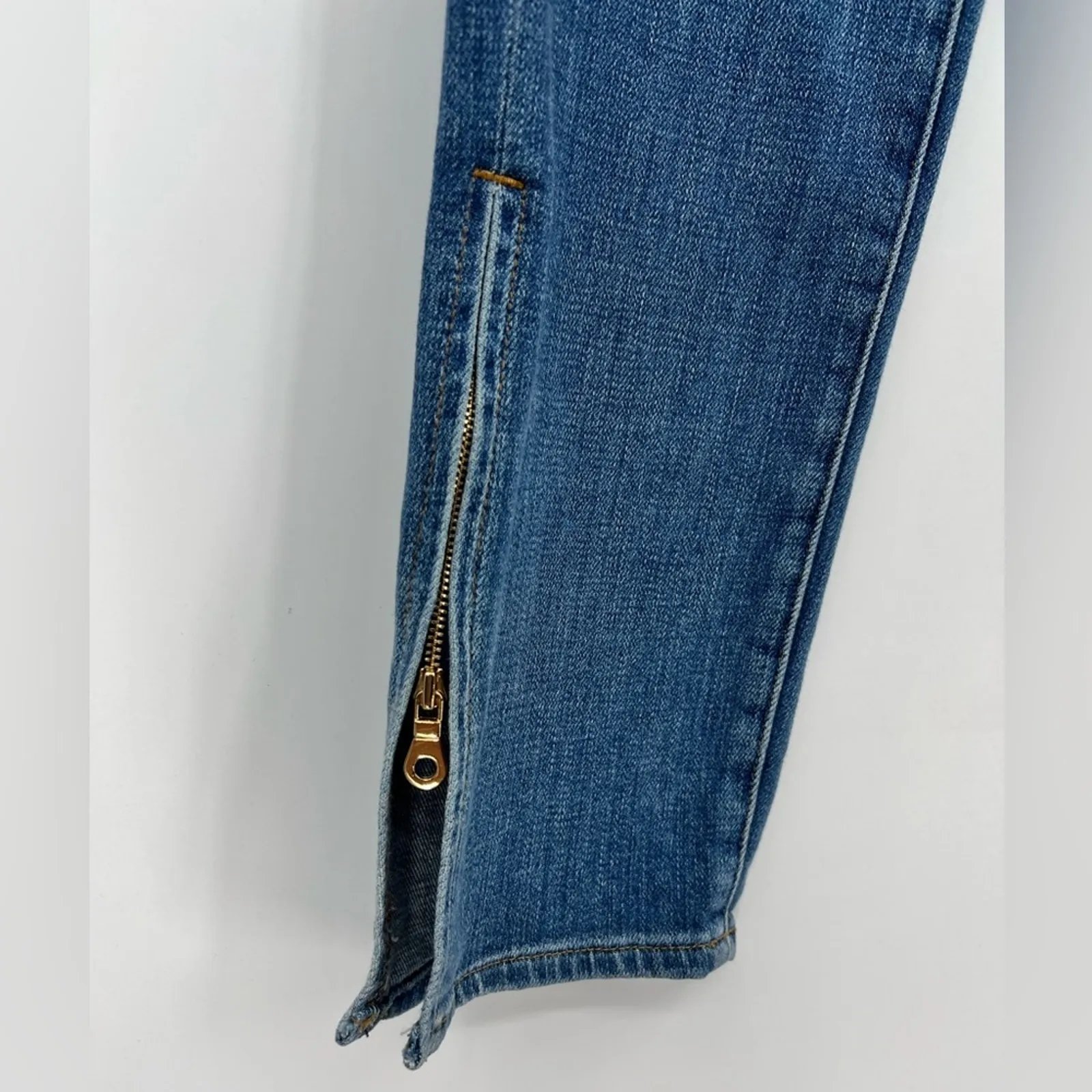 FRAME Le Boy Zip Hem Crop Jeans Ankle Picadilly Distressed Stretch Blue Size 26 - Image 13