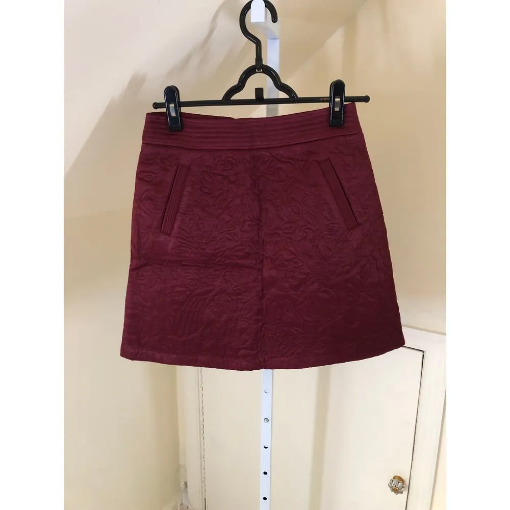 Anthropologie Maeve NWT Women's Beatrice Quilted Mini Skirt Burgundy 0 - Image 5
