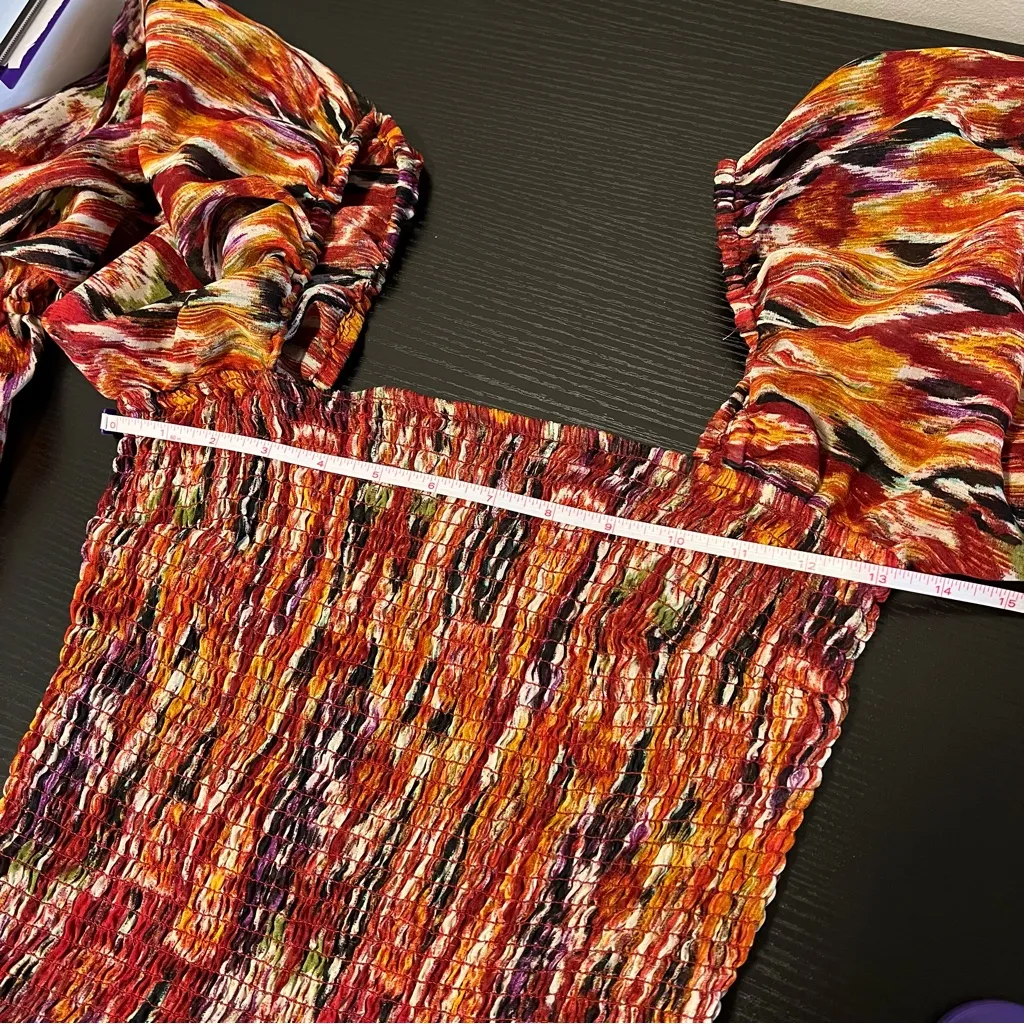 Live 4 Truth Red Orange Multicolor Bell Sleeve Top Medium - Image 10