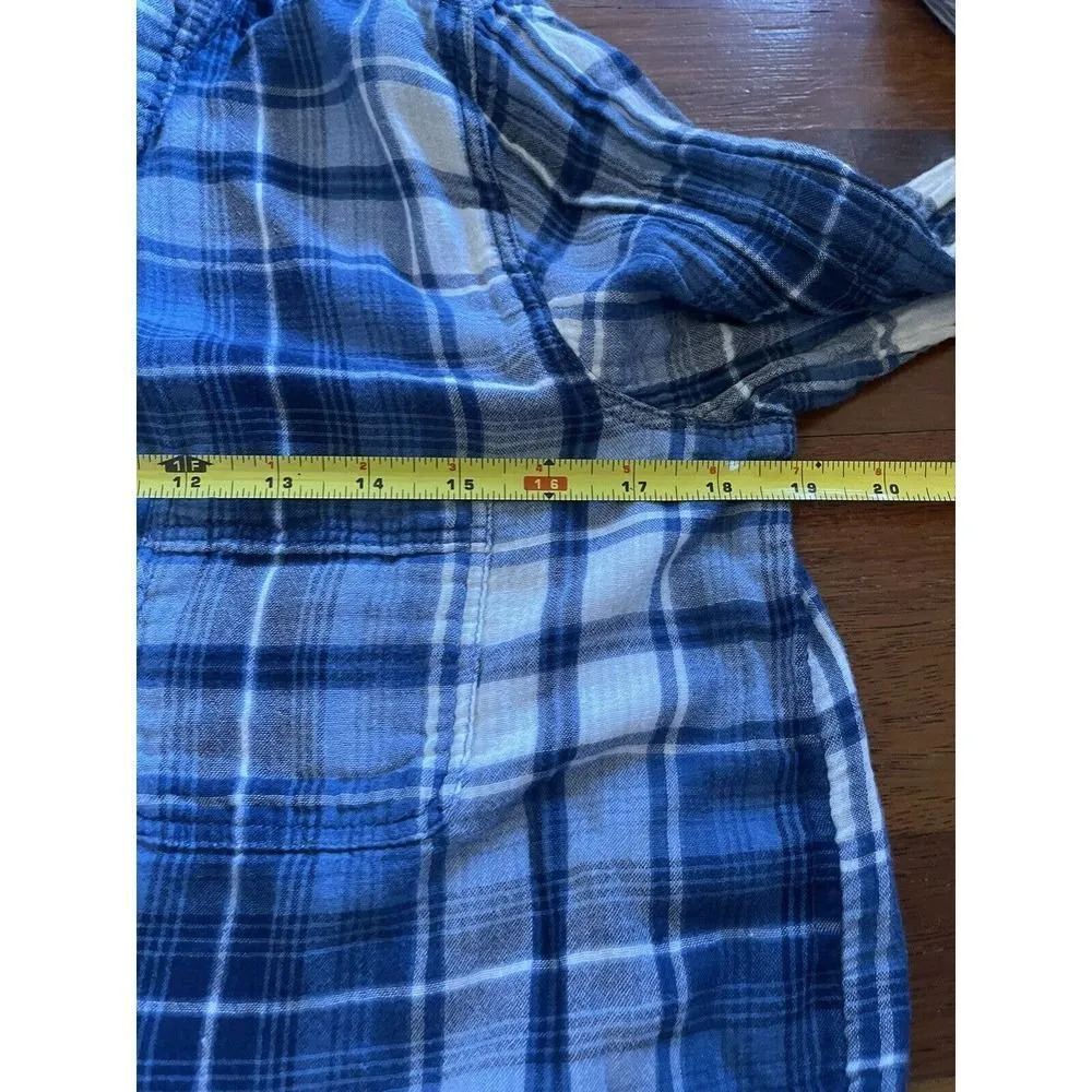 American Eagle Outfitters Shirt Womens Small Button Up Plaid Blue Boyfriend Fit - Image 4