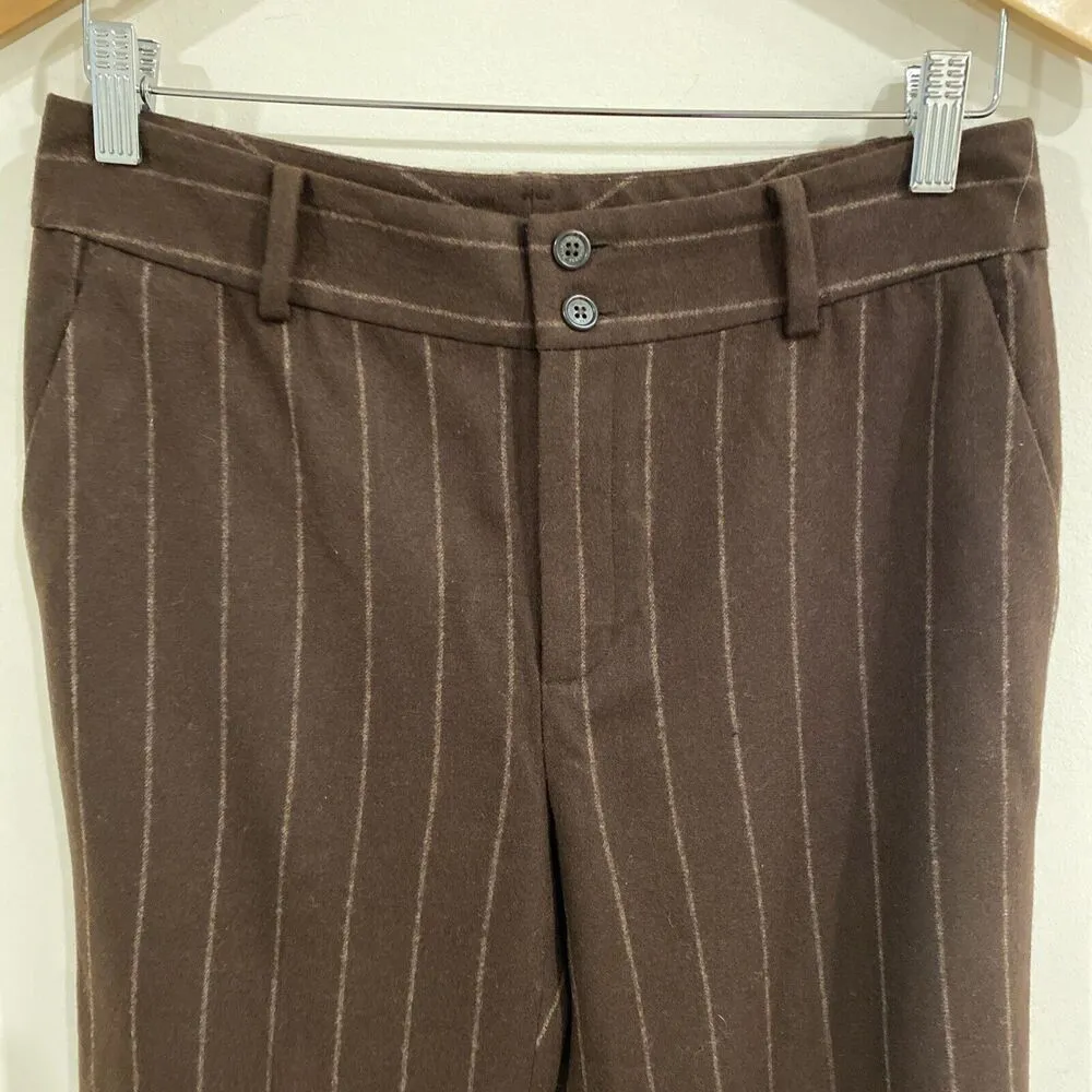 Lauren Ralph Lauren Polo Womens Brown with Tan Pinstripe Wool Pants sz 4 - Image 2