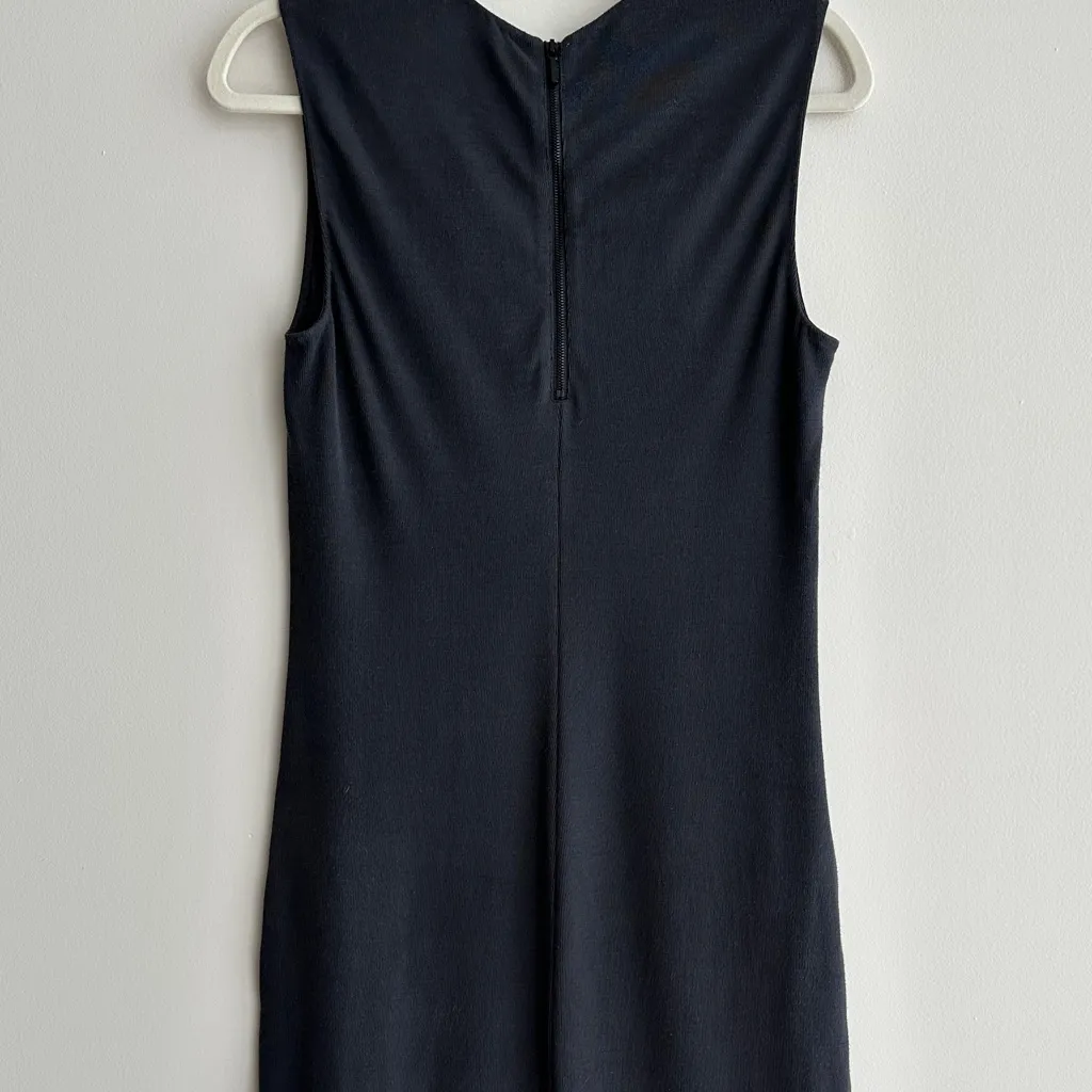 Vince Grey Ribbed Tank Top Midi Dress, Bodycon Dress, Size Small - Image 15