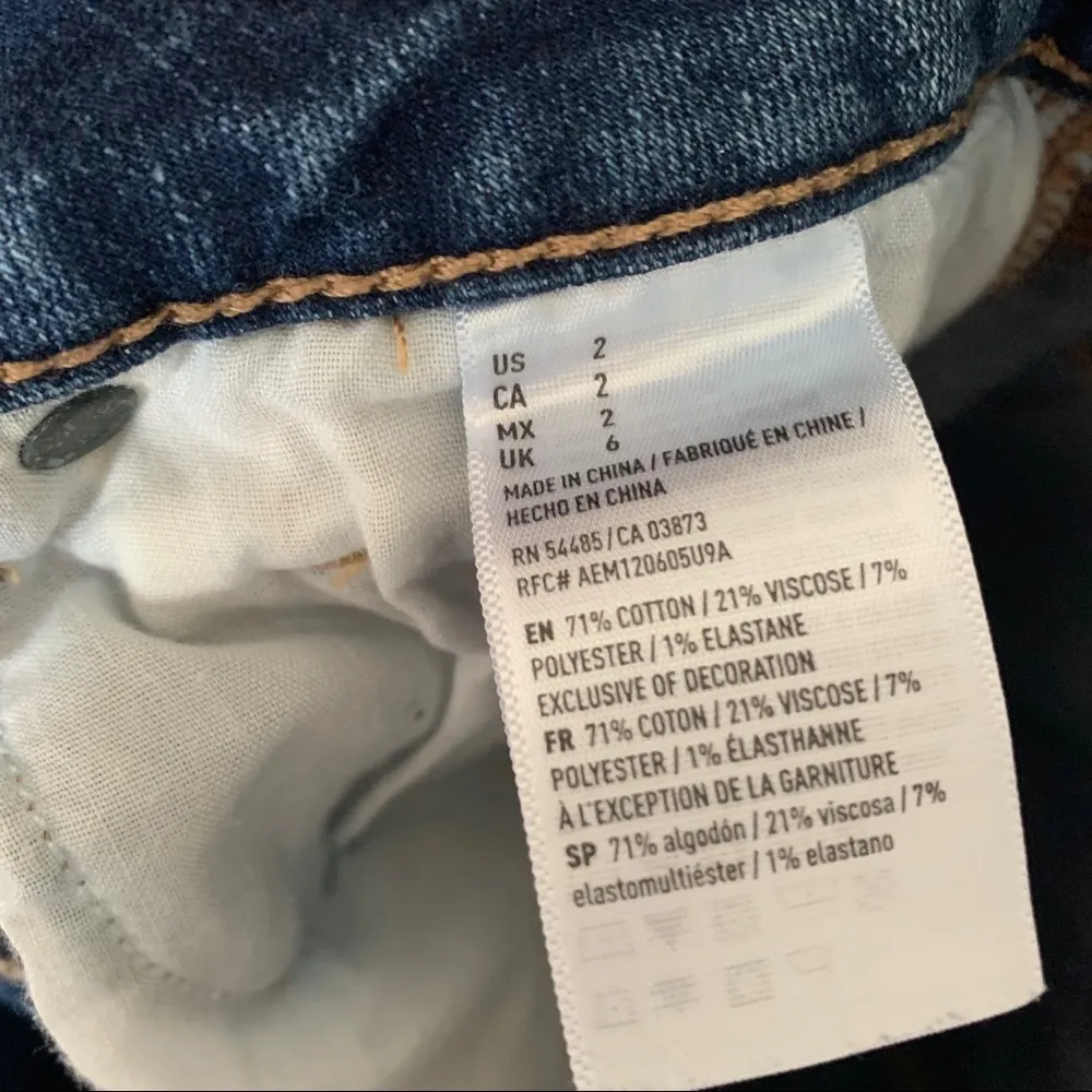 American Eagle Outfitters Distressed Hi-Rise Shortie Jean Shorts 2 - Image 9