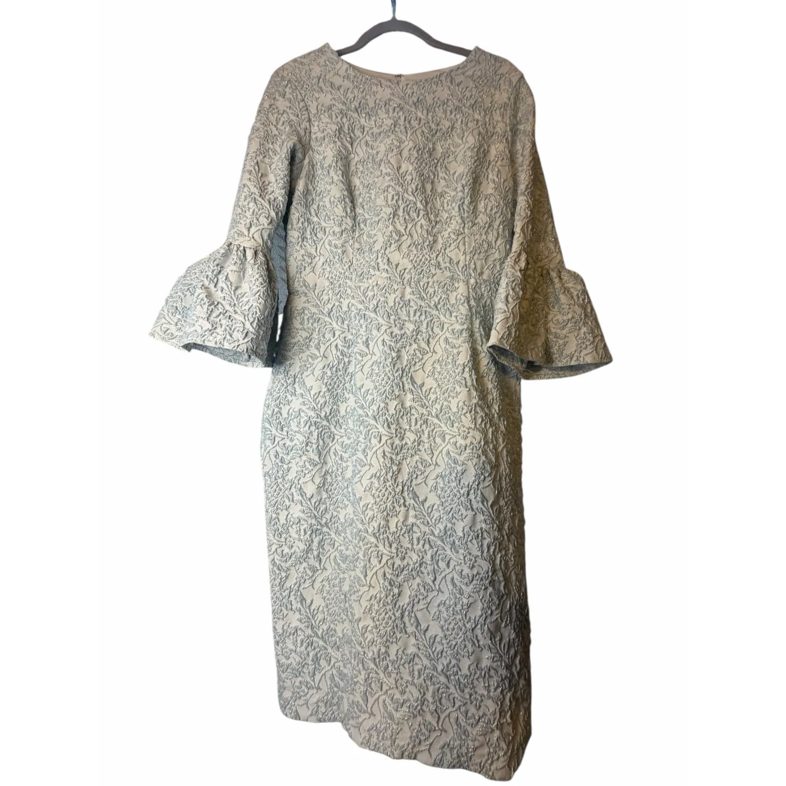 Betsy & Adam Ice Blue and Silver Jacquard Midi Dress - Size 14W - Image 14