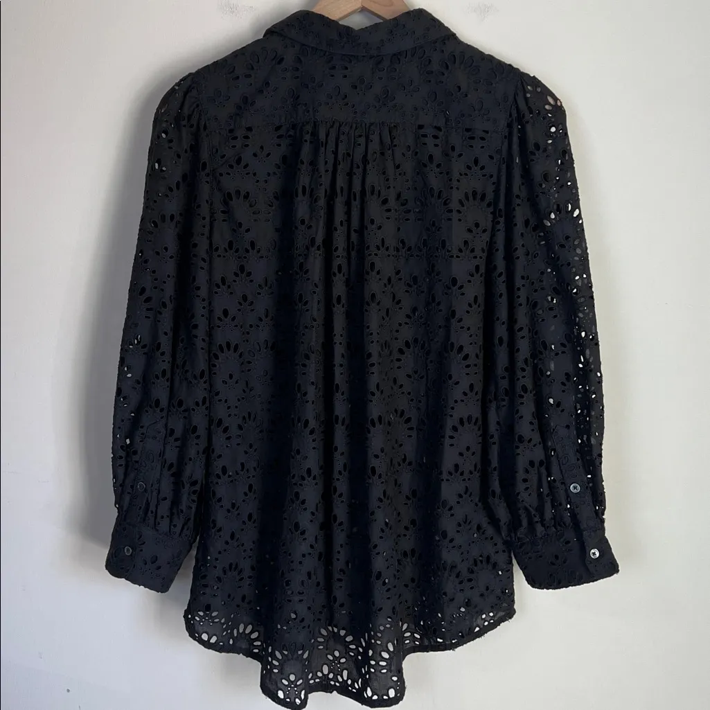 Ann Mashburn Geraldine Eyelet Popover Blouse Balloon Sleeves Sz Medium - Image 7