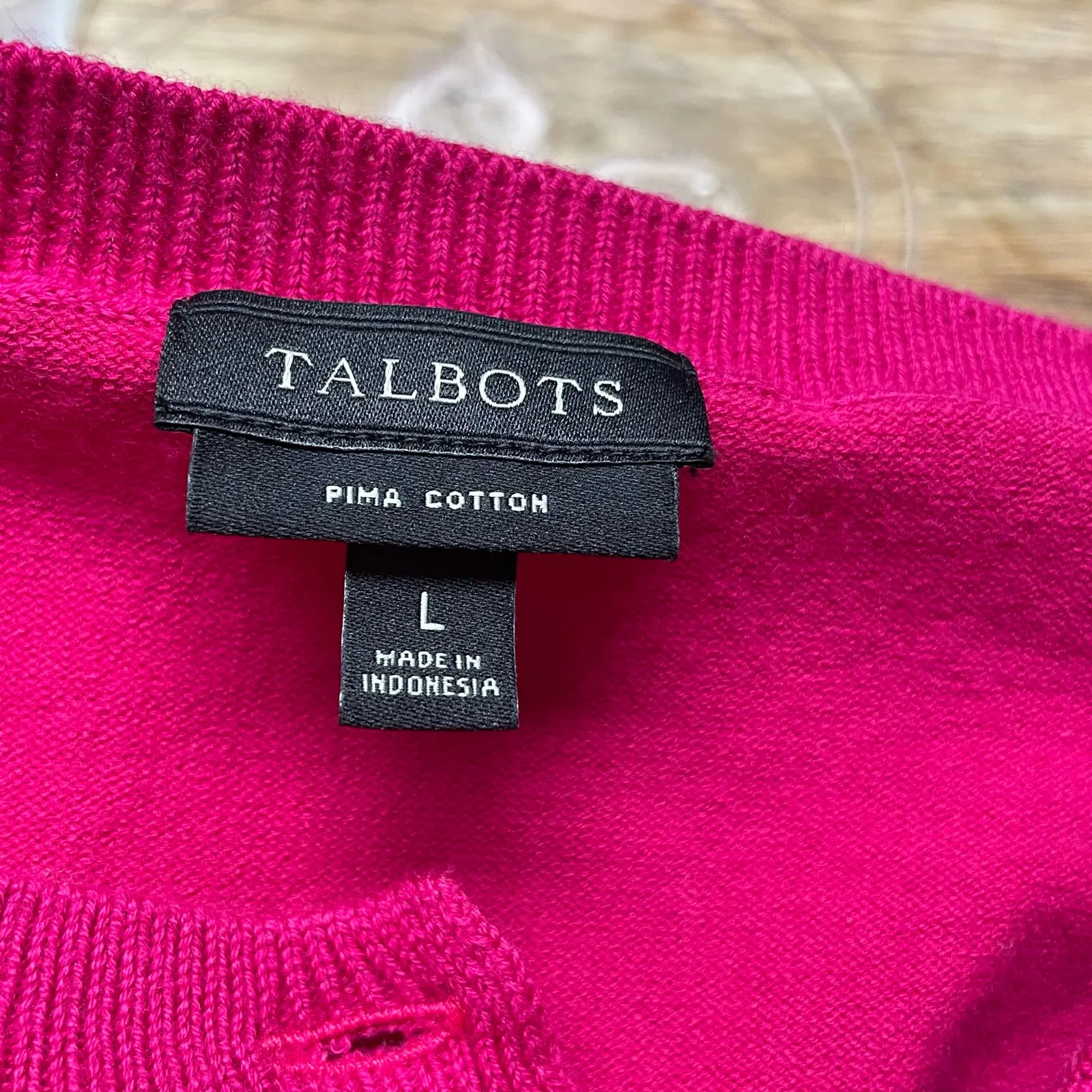 Talbots Pima Cotton Pink Cardigan Womens Large Career Casual Feminine Sweater - Image 3