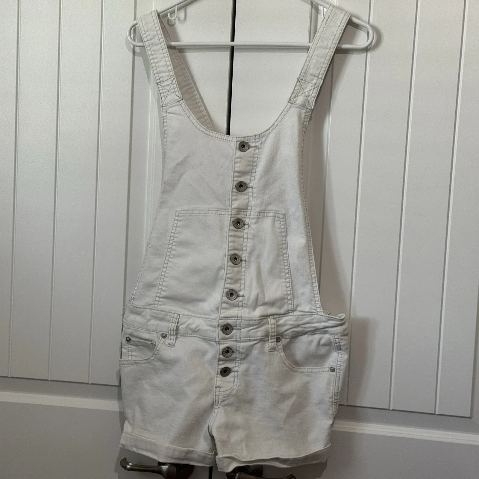 Free People We the Free Ziggy Overalls Denim‎ Women's White Size 28 - Image 2