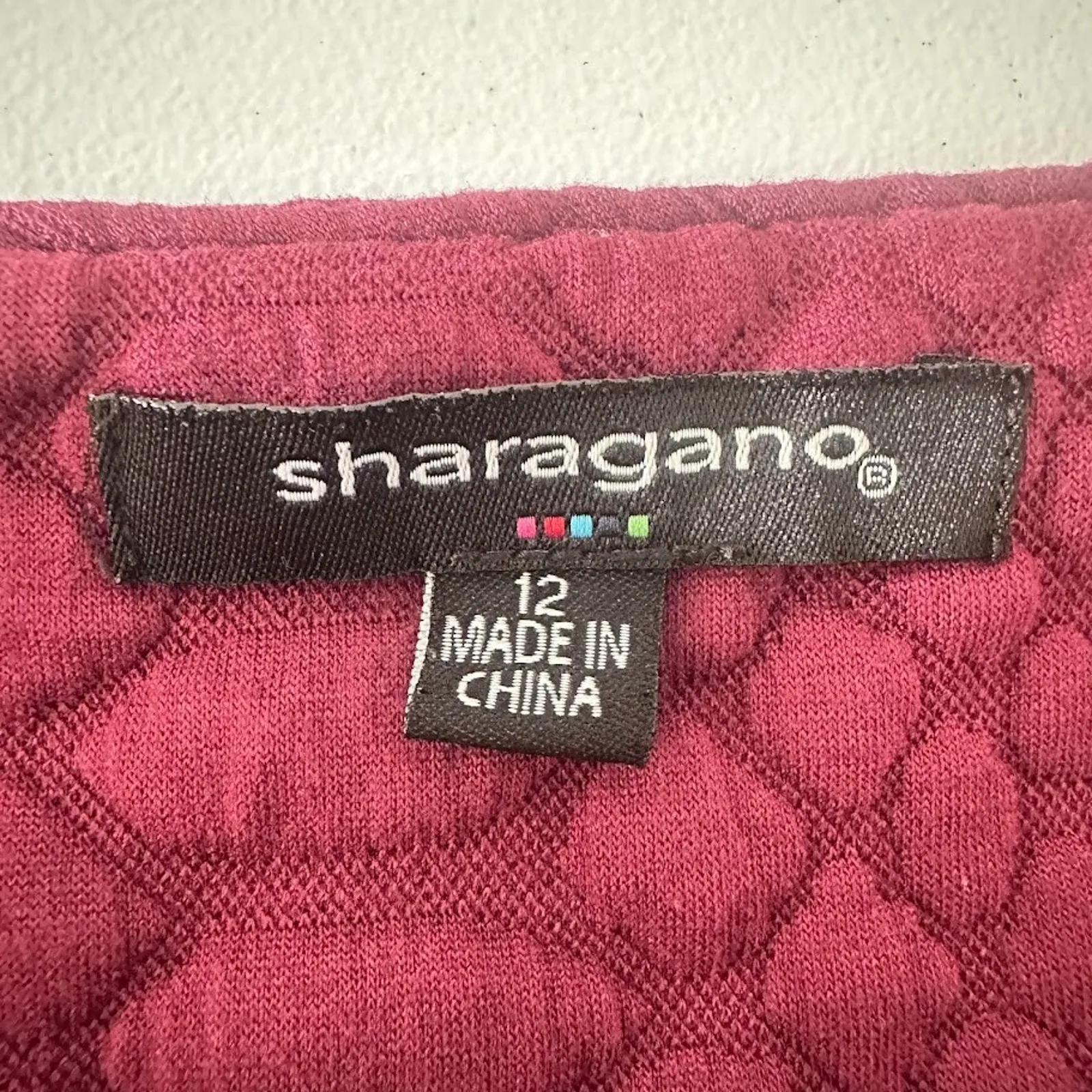 Sharagano Womens Size 12 Sheath Dress Pullover Burgundy Office Career 3/4 Sleeve - Image 4