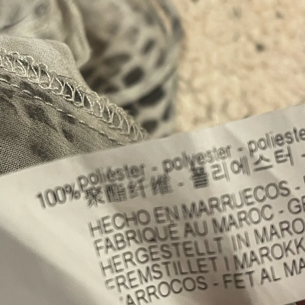 Zara Womens Gray Snake Print V Neck Ruffle Blouse 3/4 Sleeves Sheer Boho Fairy 🐍 - Image 13