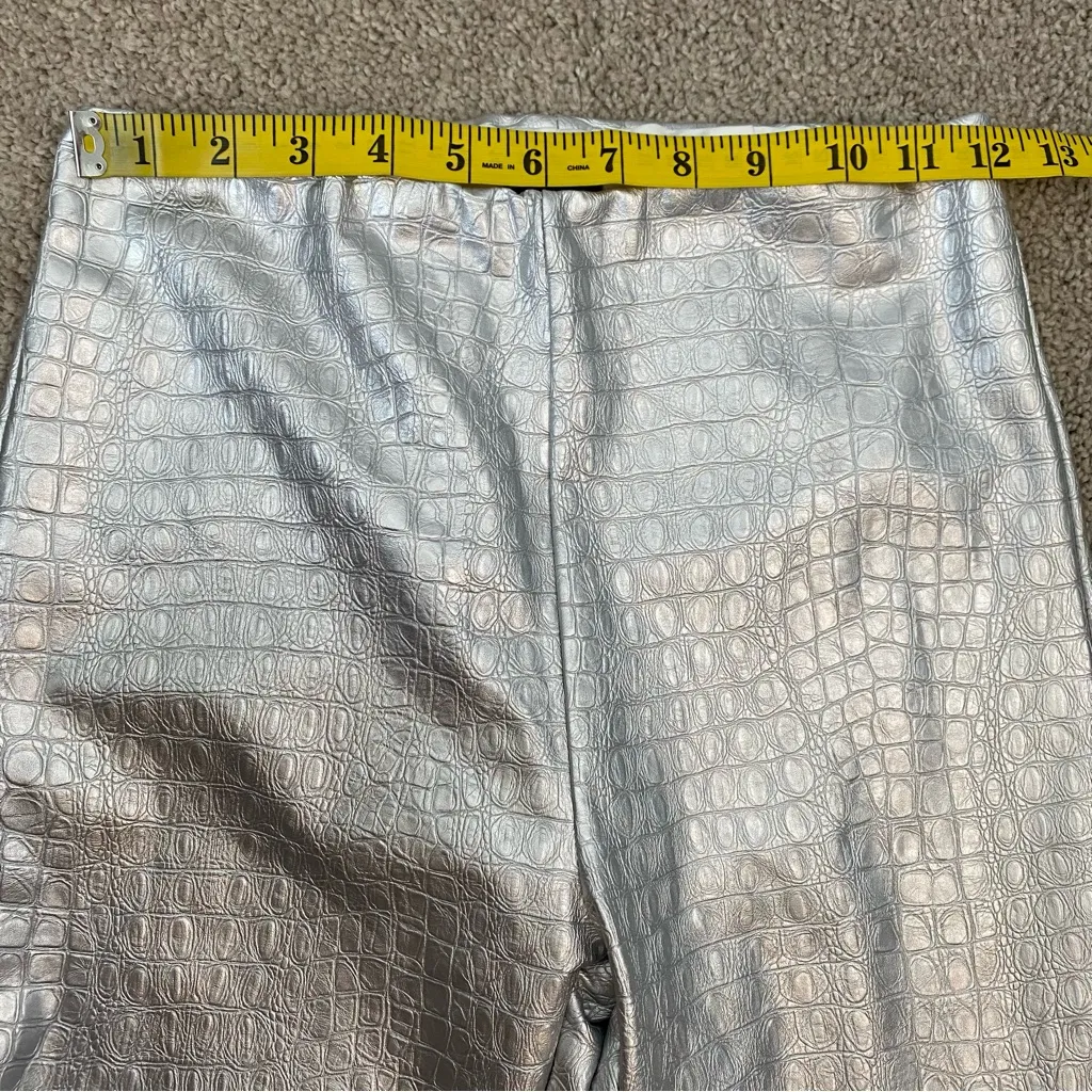 Naked Wardrobe Oh So Tight Crocodile Faux Leather Leggings Silver‎ M - Image 7