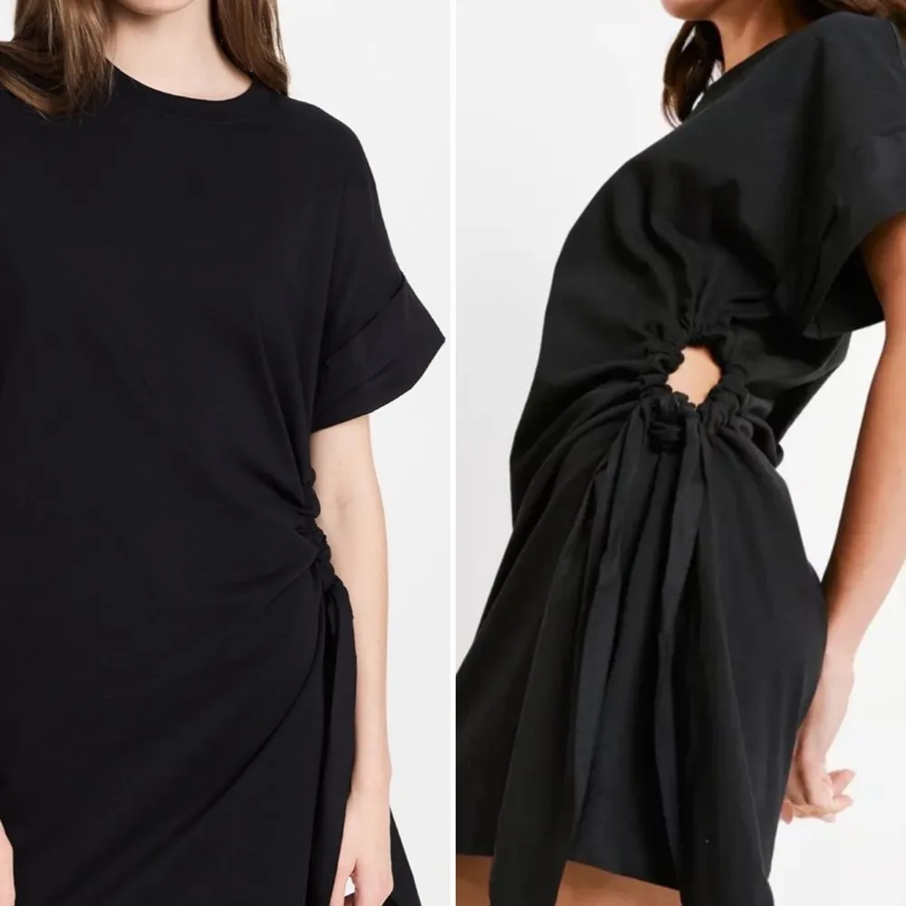 Tanya Taylor Black Kiley Short Sleeve Cotton Dress Keyhole Tie Side - Sz Small - Image 4