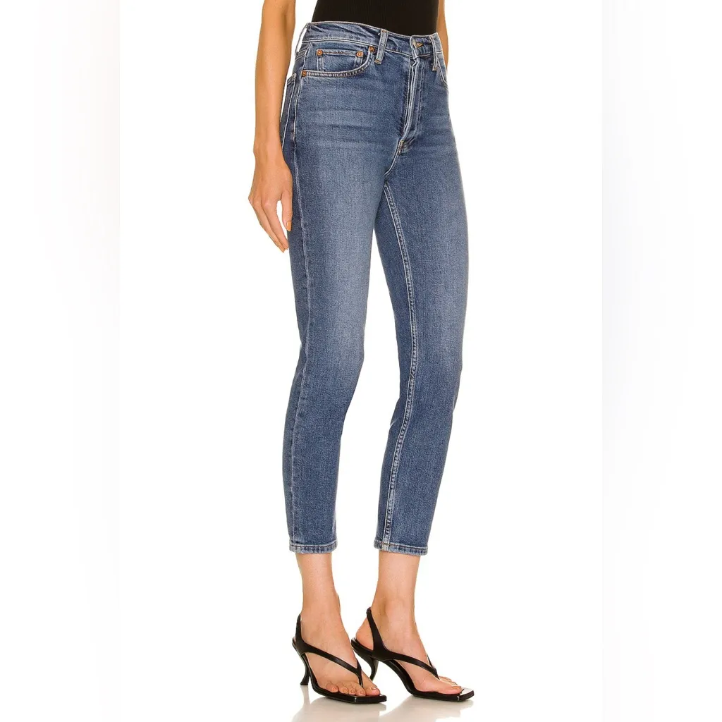 RE/DONE Originals 90s High Rise Ankle Crop in Mid 70s Blue sz 25 - Image 3