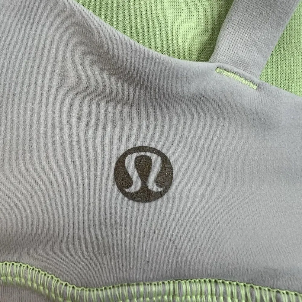 Lululemon Size 6 Energy Bra Medium Support Stretch B / C Cup Gray Lime Green - Image 8
