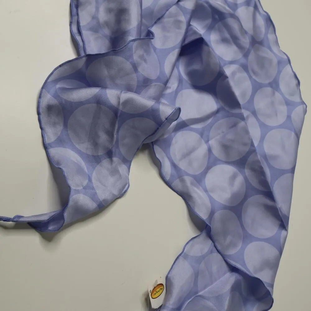 NWT Talbots 100% Silk Periwinkle Purple Scarf Polka Dots Wrap Ascot‎ New Preppy - Image 2