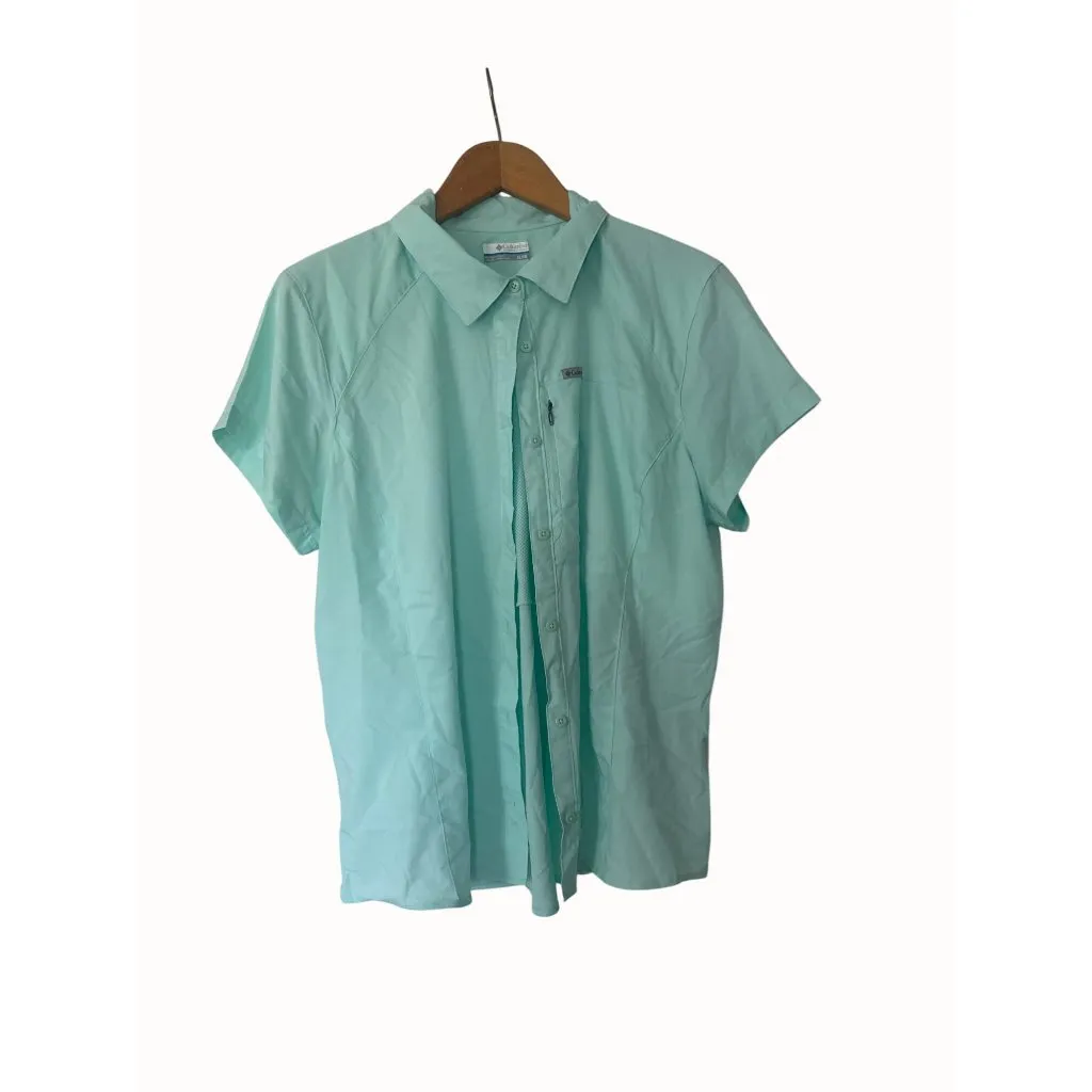 Columbia Sportswear Aqua Womens Short Sleeve button up Shirt XL - Image 9