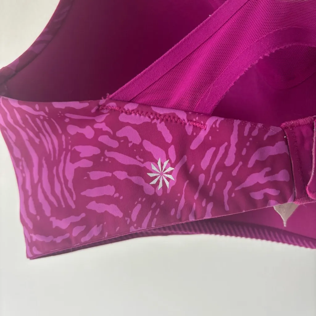 Athleta Advance Printed Sports Bra Fiji Magnolia Pink Animal Striped Zebra 36D - Image 5