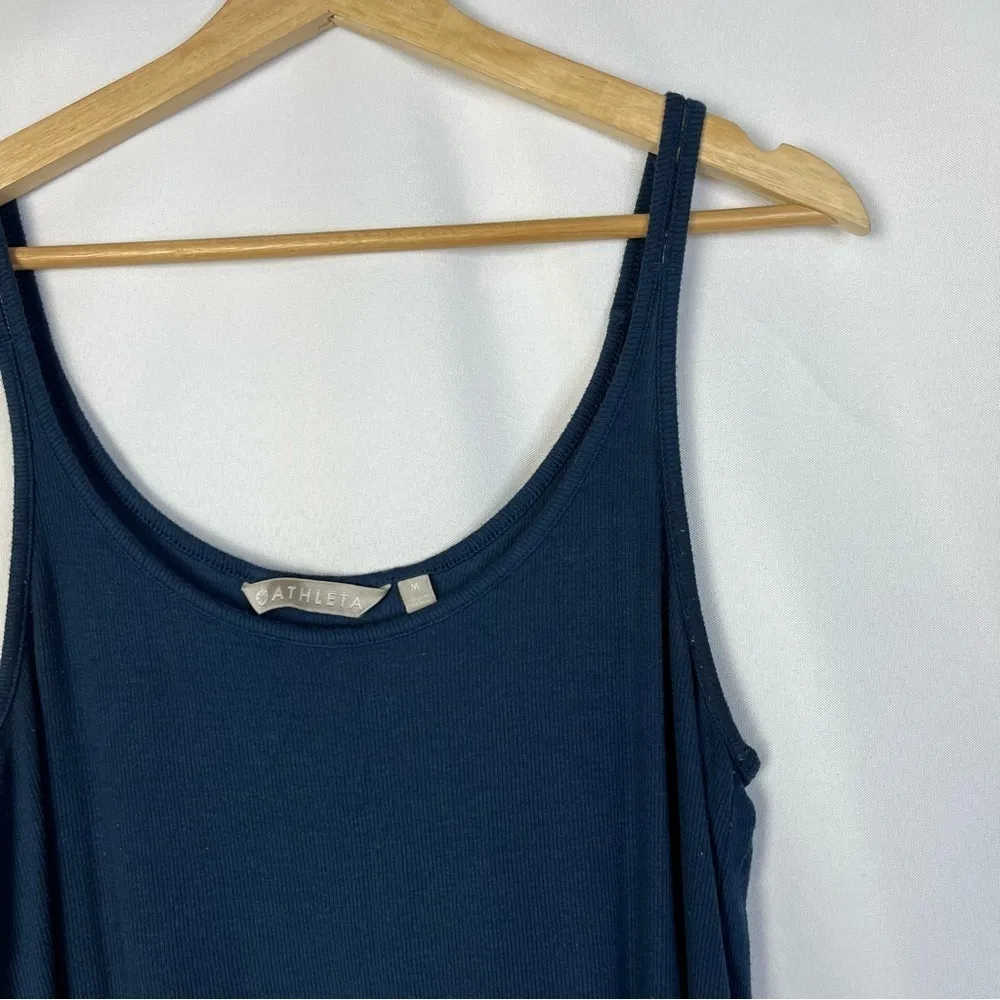 Athleta Revive Navy Blue Strappy Ribbed Athletic Tank Top M - Image 3