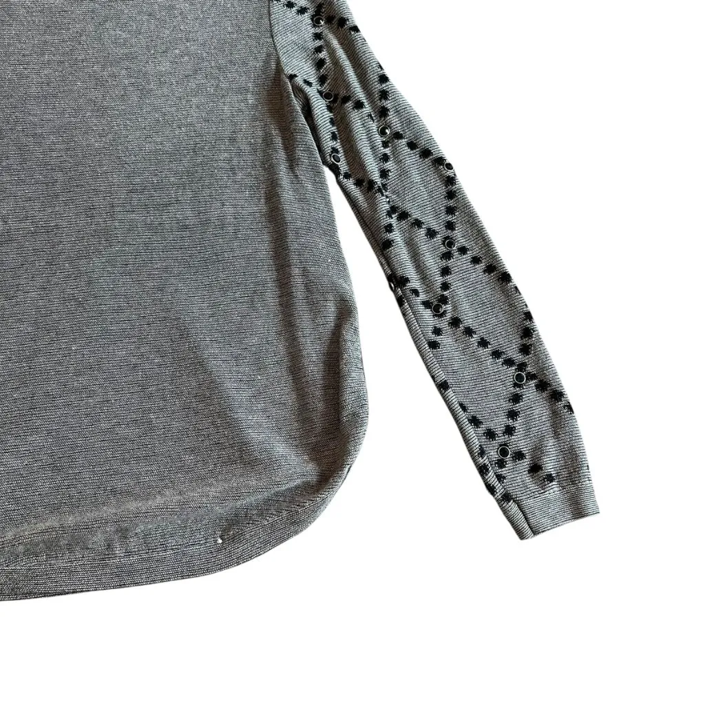 Desigual Grey Pullover Sweater Bohemian Print Stud Stretch Wool Blend Sz Medium - Image 9