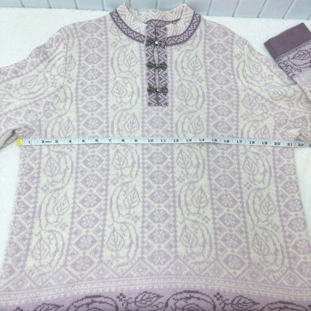 Preswick & Moore Vintage Lavender and Cream Knit Sweater Size L - Image 6
