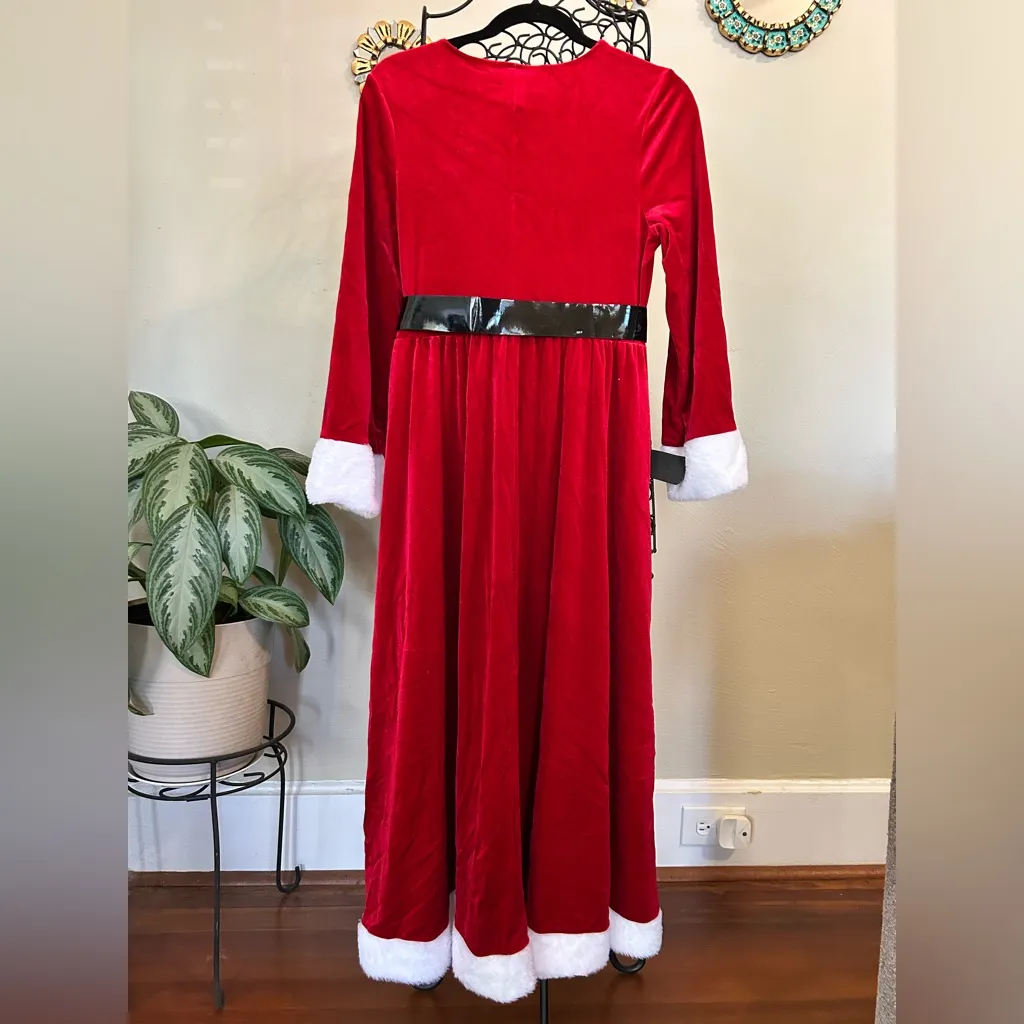 3PCS Mrs Santa Claus Costume for Women Red Santa Dresses with Hooded Cape Belt - Image 5