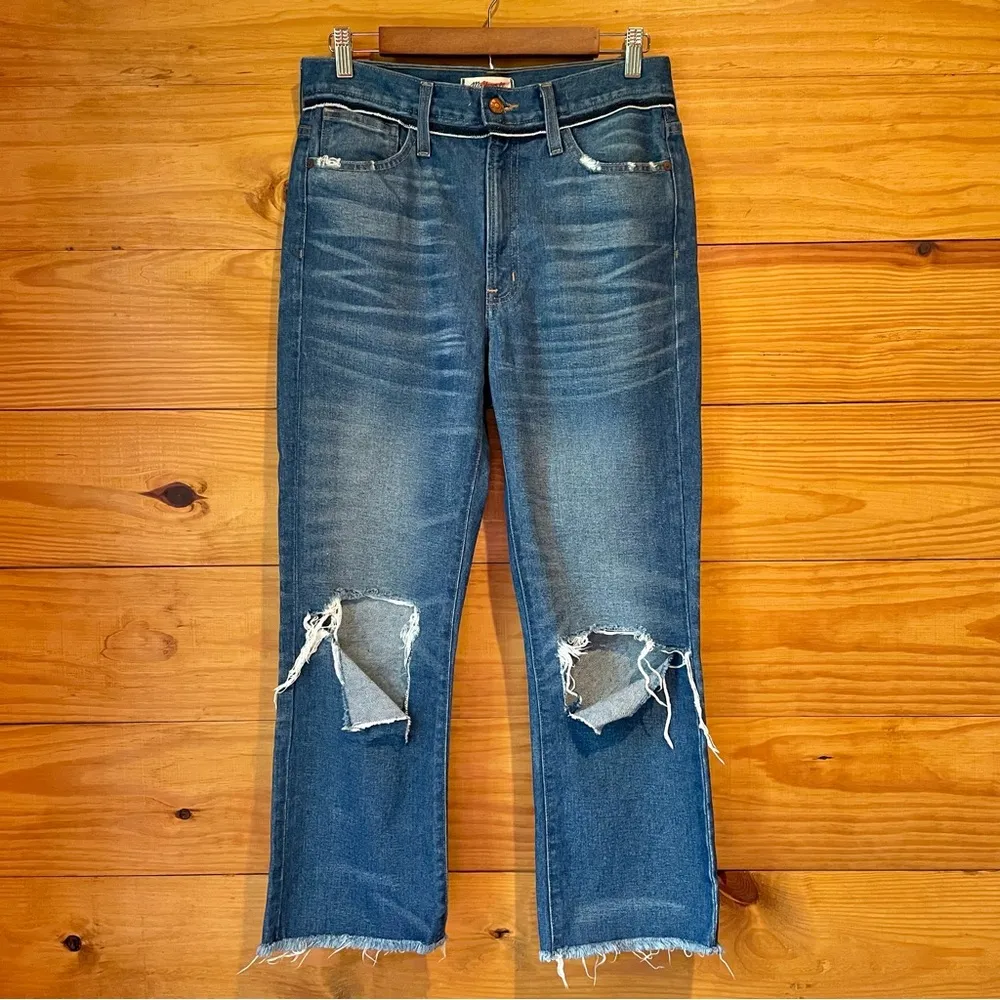 Retro Crop Bootcut Jeans: Knee Rip Edition 27 - Image 3