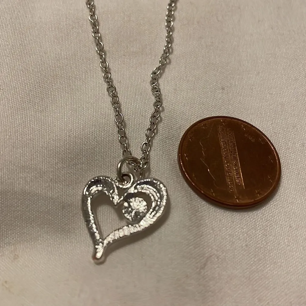 Heart Pearl Silver Necklace Pendant Y2K Valentine’s Gift Heart J… - Image 12