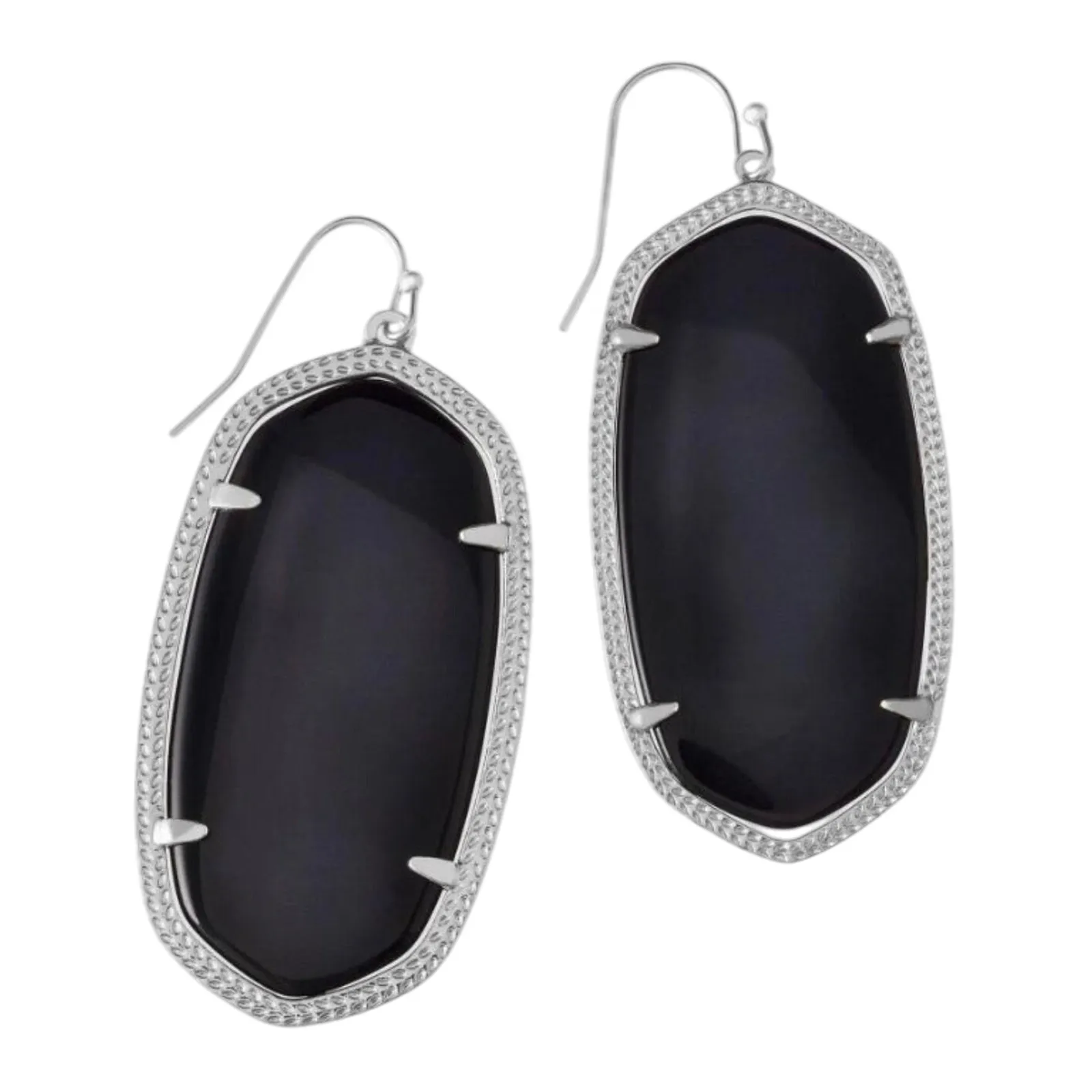 NWT! Kendra Scott Danielle Silver Drop Earrings in Black Opaque Glass - Image 2