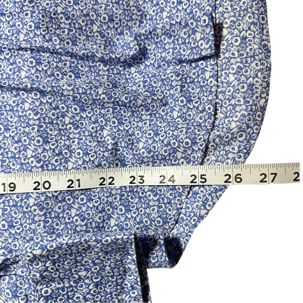 Blue Floral Casual 1/2 Button Down Top Shirt Blouse Small - Image 9