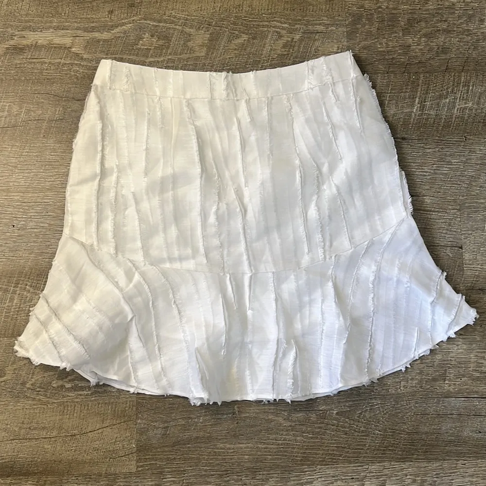 Marie Oliver White Silk Linen Blend Button Skirt Size 4 - Image 10