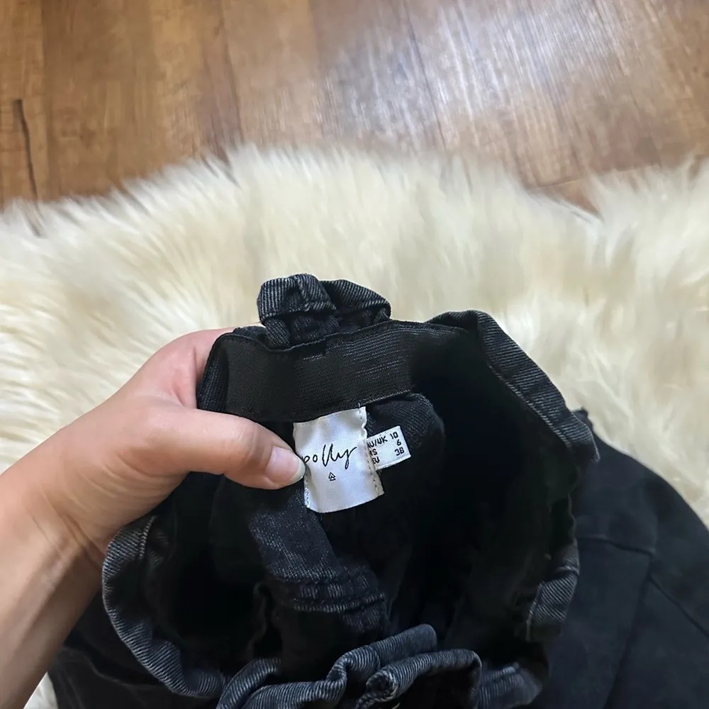 PRINCESS POLLY Open Road Denim Paper Bag Shorts In Washed Black - Image 4