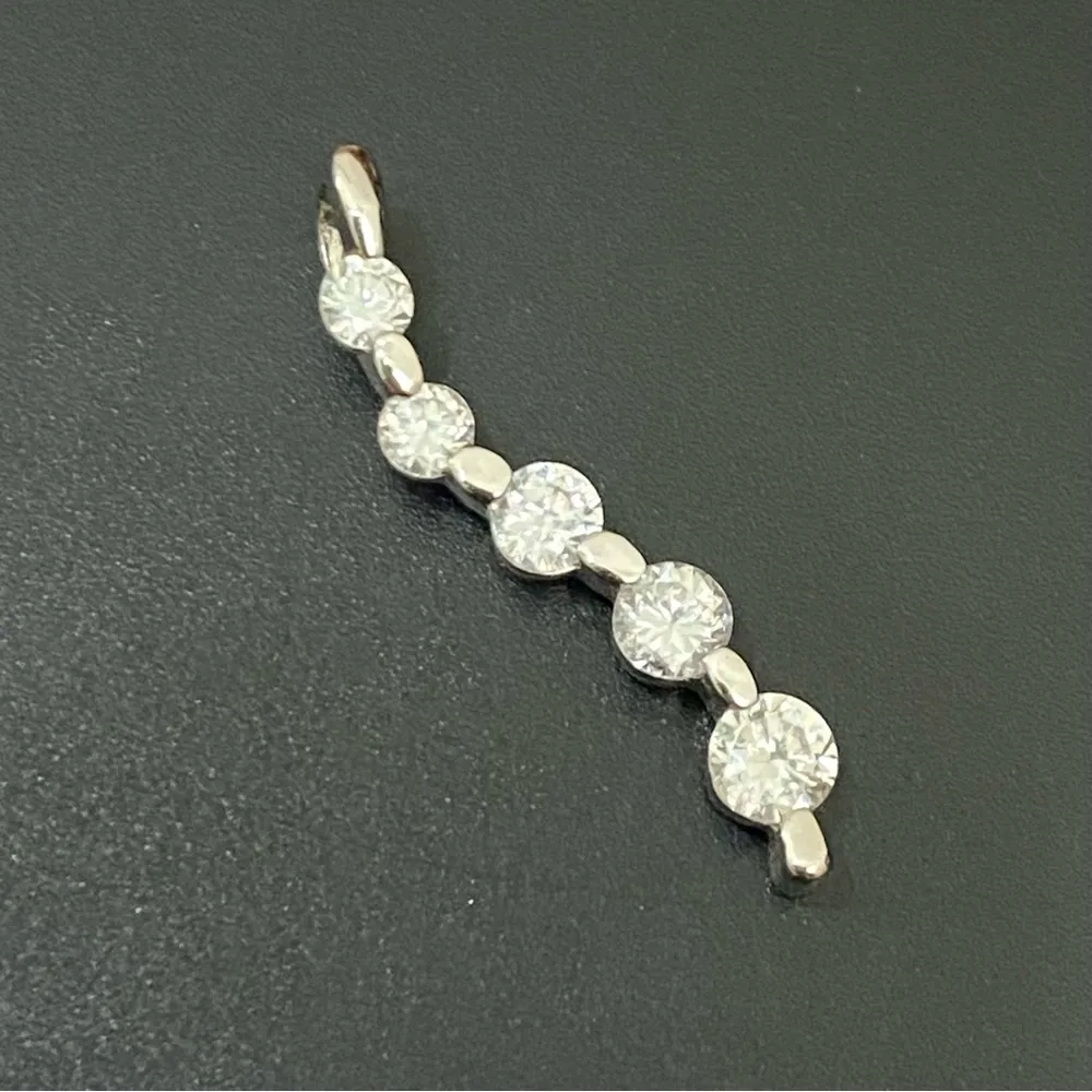 Vintage Signed 925 Sterling Silver Journey Clear Cubic Zirconia CZ Drop Pendant - Image 7