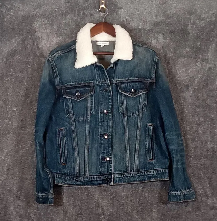 Trucker boyfriend sherpa collar women's small - Image 2