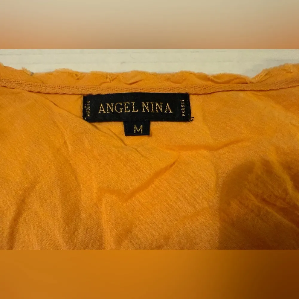 Angel Nina Vtg Bright Orange Embellished Layered Ruffle Midi Skirt - Image 2