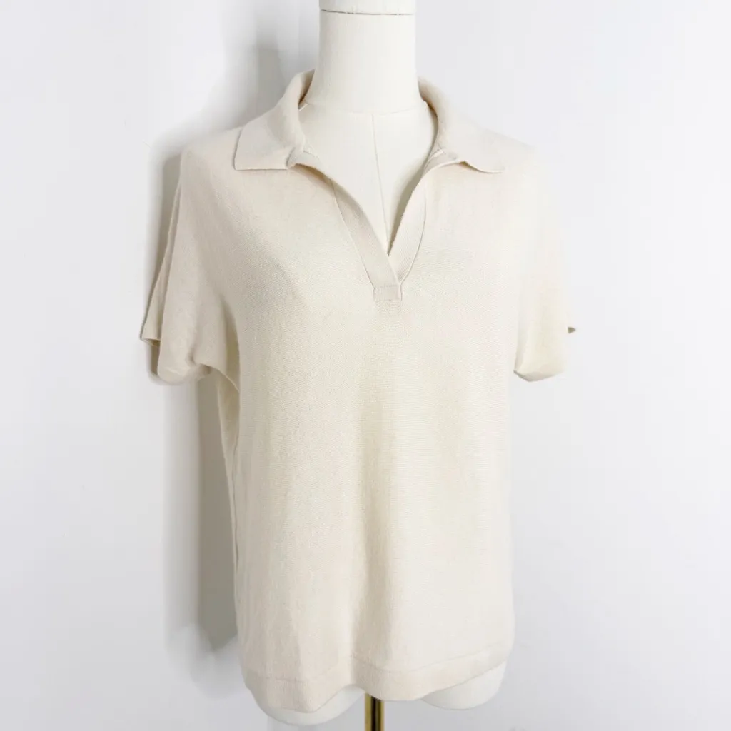 Everlane Boxy Polo Short Sleeve Sweater Wool – Size Medium - Image 3