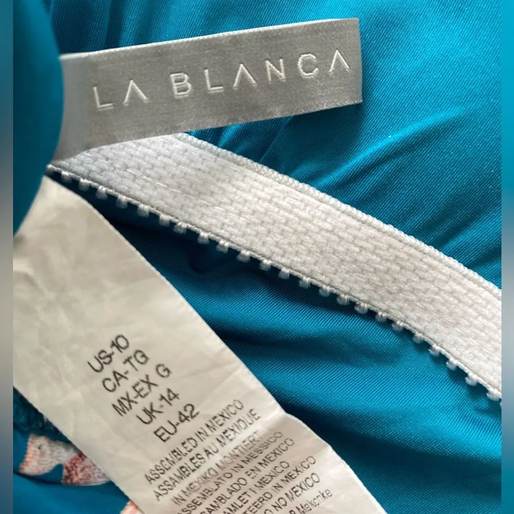 La Blanca Flyaway Orchid Plunge Halter One Piece Swimsuit Sz 10 Tropical Floral - Image 13