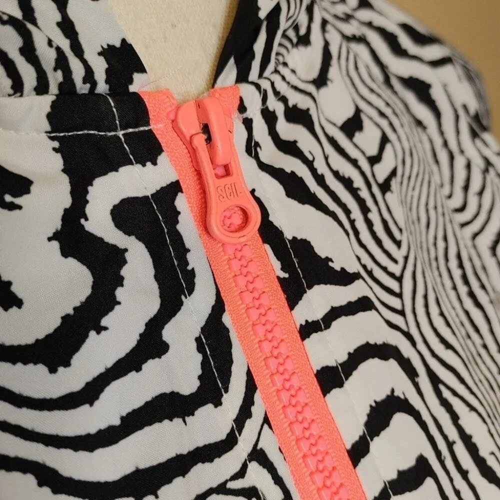 FILA Sport White Black Neon Coral Zebra Print Thin Long Sleeve Jacket Size XS - Image 6