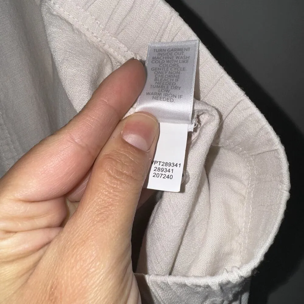 PURE JILL J Jill Linen Tencel Pull On Pants L Elastic Waistband Pockets Beachy Tan Size L - Image 7
