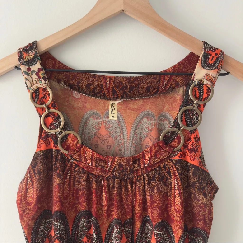 Y2K Heart Souls Paisley Print Sleeveless Top Sleeveless Tank Floral Banded Waist - Image 3