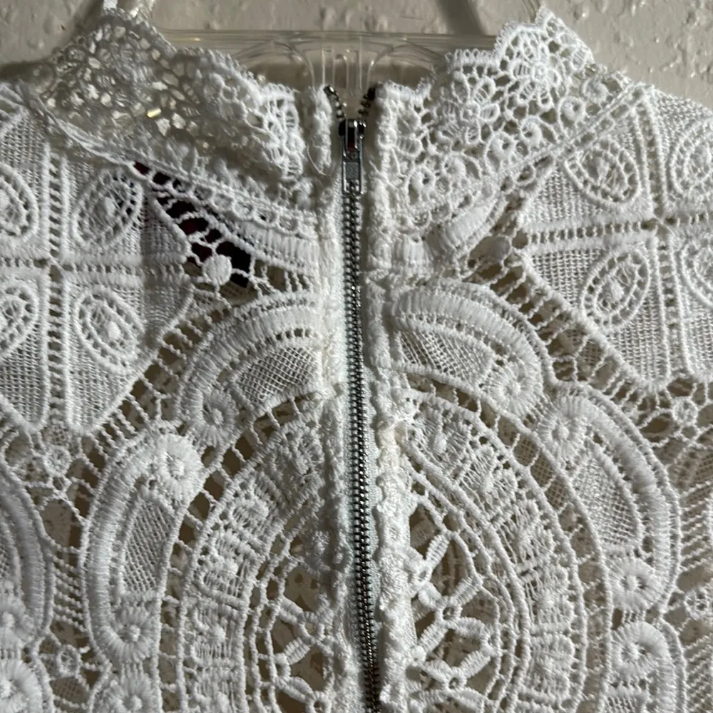 Hot Miami Styles Cream Mini Dress with Mock Neck and Flutter Sleeves - Image 6